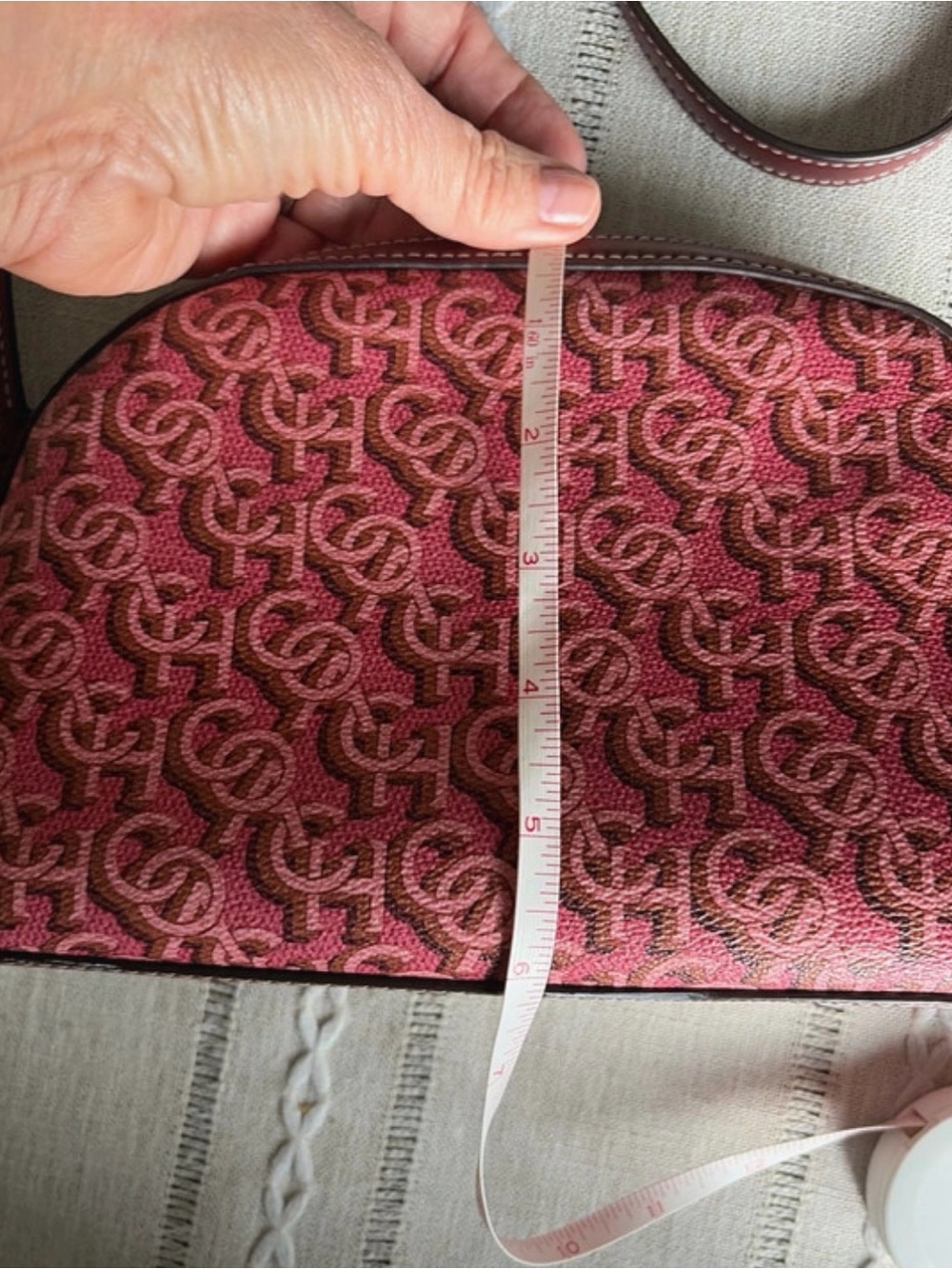 COACH MADI Crossbody w Rouge Pink Canvas & Leather Monogram Print CF343 - Picture 12 of 14